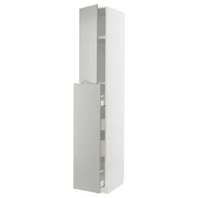 IKEA METOD МЕТОД / MAXIMERA МАКСИМЕРА, высокий шкаф / выдвижн секция / 1дв / 4ящ, белый / светло-серый, 40x60x240 см 495.392.11 фото