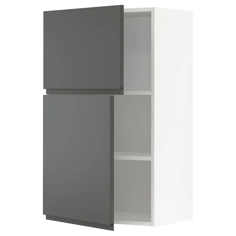 IKEA METOD МЕТОД, навісна шафа з полицями / 2 дверцят, білий / Voxtorp темно-сірий, 60x100 см 694.637.38 фото №1