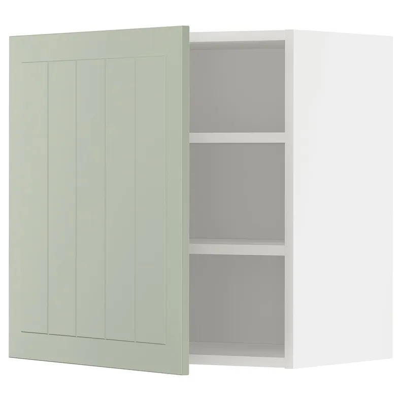 IKEA METOD МЕТОД, навесной шкаф с полками, белый / светло-зеленый, 60x60 см 394.868.40 фото №1