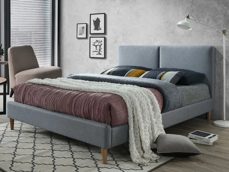 Ліжко двоспальне SIGNAL ACOMA, 160x200 см, тканина/дуб фото №2