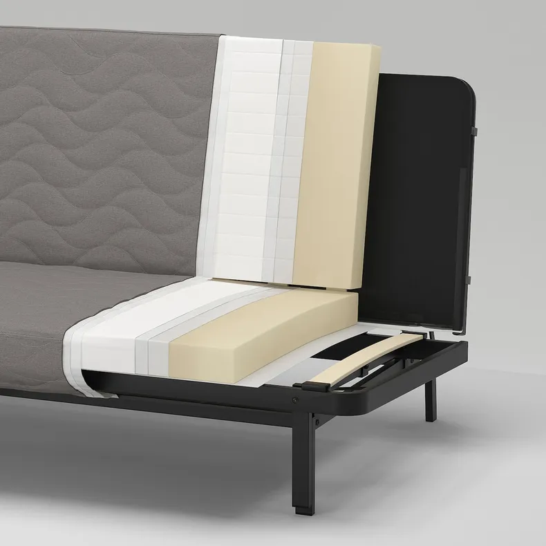 IKEA NYHAMN НІХАМН, 3-місний диван-ліжко, з пінополіуретановим матрацом / Knisa сірий / бежевий 593.063.67 фото №5