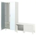IKEA PLATSA ПЛАТСА, гардероб із 4 дверцятами, білий STRAUMEN СТРАУМЕН дзеркальне скло / FONNES ФОННЕС білий, 200x42x191 см 894.324.30 фото thumb №1