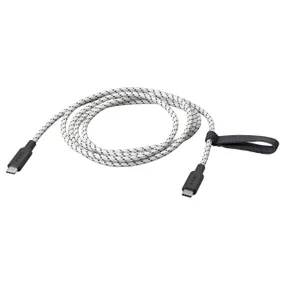 IKEA RUNDHULT РУНДХУЛЬТ, кабель USB-C–USB-C, Черный/белый, 1,5 м/100 Вт 205.811.06 фото