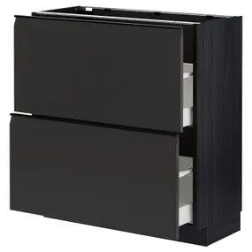 IKEA METOD МЕТОД / MAXIMERA МАКСИМЕРА, напольный шкаф с 2 ящиками, черный / матовый антрацит, 80x37 см 994.955.06 фото