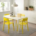 IKEA MELLTORP МЕЛЬТОРП / JANINGE ЯН-ИНГЕ, стол и 4 стула, белый / желтый, 125 см 391.614.88 фото thumb №2