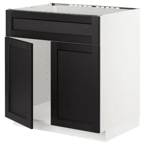 IKEA METOD МЕТОД, шкаф под мойку / 2 двери / фасад, белый / Лерхиттан с черными пятнами, 80x60 см 594.573.80 фото