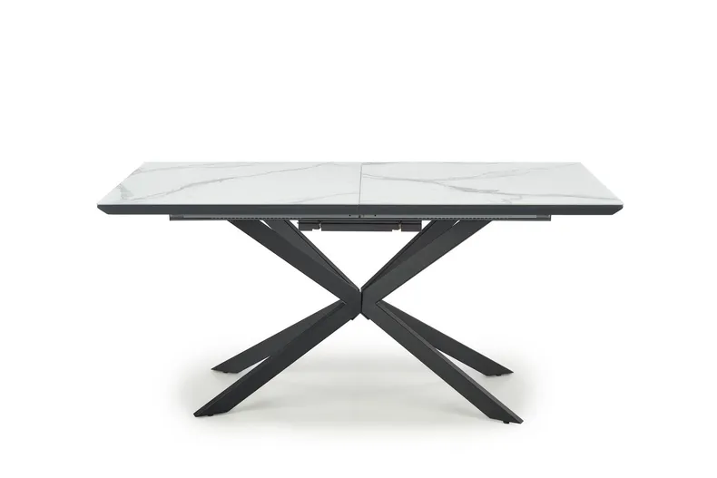 Кухонний стіл розкладний HALMAR DIESEL 160-200x90 см, стільниця - білий мармур / темно-сірий, ніжки - чорні фото №14