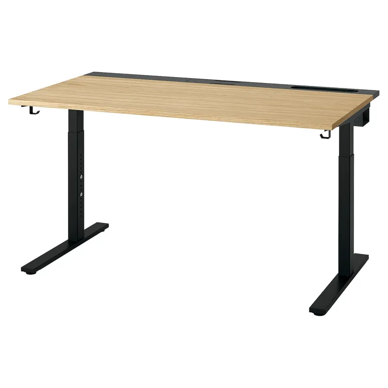 IKEA MITTZON МІТТЗОН, письмовий стіл, okl дуб / чорний, 140x80 см 395.281.28 фото №1