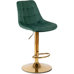 Барний стілець оксамитовий MEBEL ELITE ARCOS Velvet, зелений / золотий фото