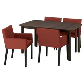 IKEA STRANDTORP СТРАНДТОРП / MÅRENÄS МОРЕНЭС, стол и 4 стула, коричневый/красно-коричневый черный, 150/205/260 см 695.693.01 фото