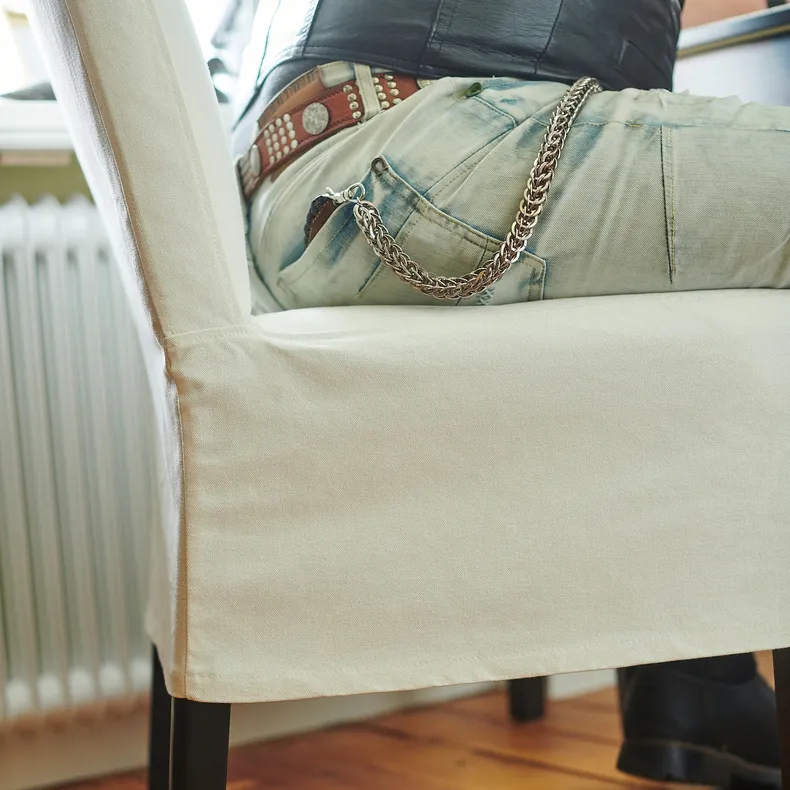 IKEA BERGMUND БЕРГМУНД, стілець із чох середньої довжини, чорний / ІНСЕРОС білий 293.843.14 фото №2
