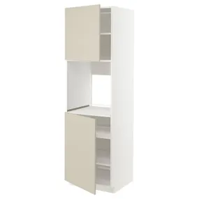 IKEA METOD МЕТОД, висока шафа для дух, 2 дверцят / пол, білий / хавсторпський бежевий, 60x60x200 см 794.669.96 фото