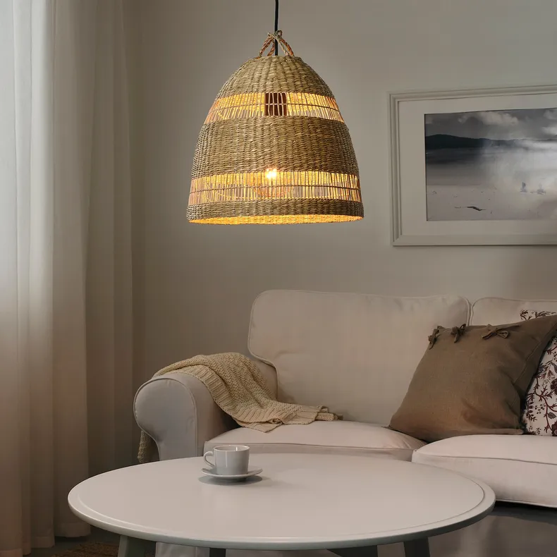 IKEA TORARED ТОРАРАРЕД, абажур підвісного світильника, осока/ручна робота, 36 см 204.303.82 фото №4