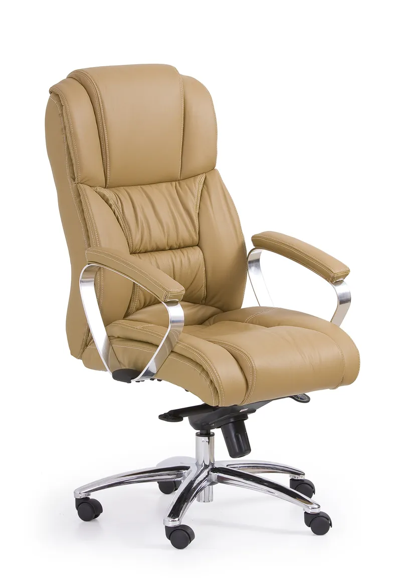 Кресло офисное вращающееся HALMAR FOSTER, светло-коричневый - кожа фото №1
