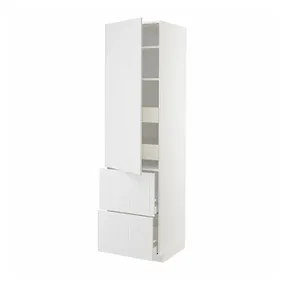 IKEA METOD МЕТОД / MAXIMERA МАКСИМЕРА, высокий шкаф+полки / 4ящ / двр / 2фасада, белый / Стенсунд белый, 60x60x220 см 894.093.35 фото