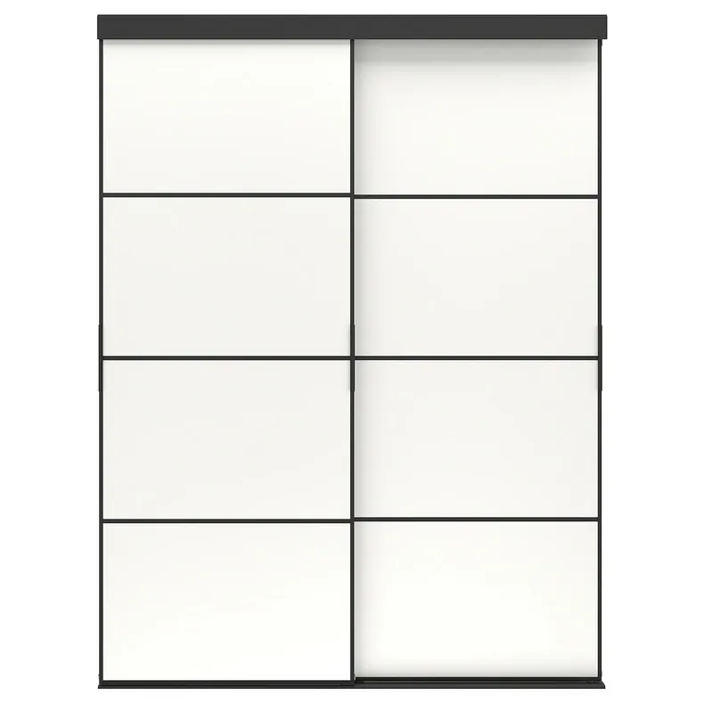 IKEA SKYTTA СКЮТТА / MEHAMN МЕХАМН, дверь раздвижная, комбинация, черный / 2стр белый, 152x205 см 394.995.74 фото №1