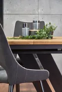 Кухонний стіл розкладний HALMAR FERGUSON 160-220x90 см, стільниця - натуральний дуб, ніжки - чорні фото thumb №5