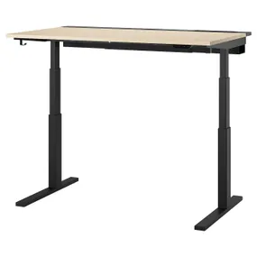 IKEA MITTZON МІТТЗОН, стіл регульований, електричний okl береза/чорний, 140x80 см 495.285.85 фото