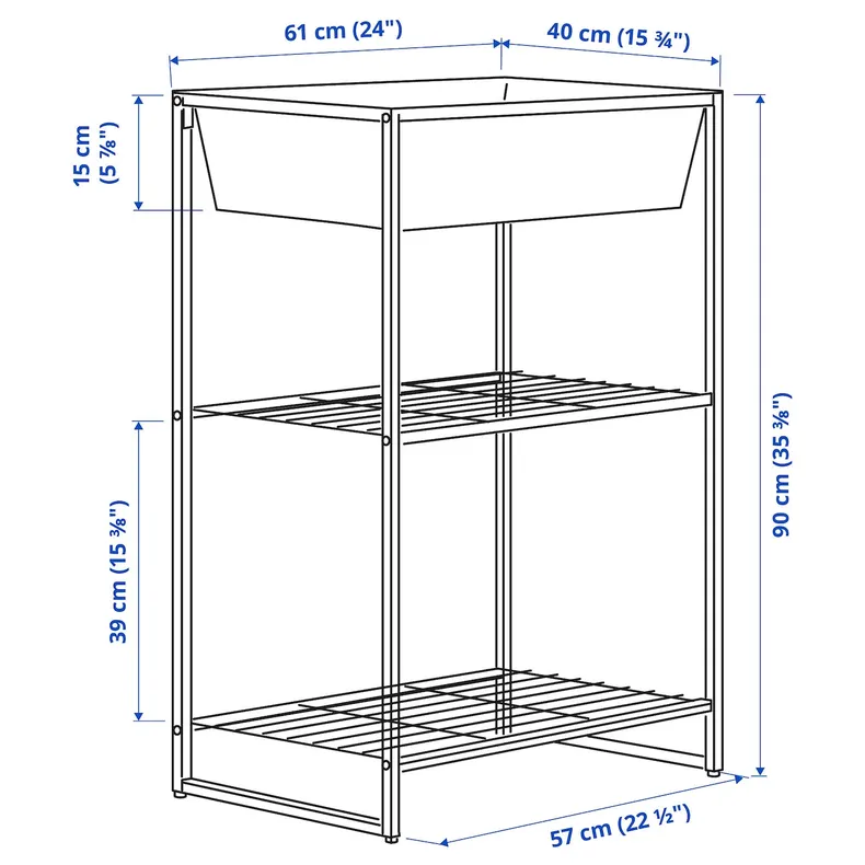 IKEA JOSTEIN ЙОСТЕЙН, стеллаж с контейнером, внутренний / наружный / белый провод, 61x40x90 см 894.371.78 фото №5