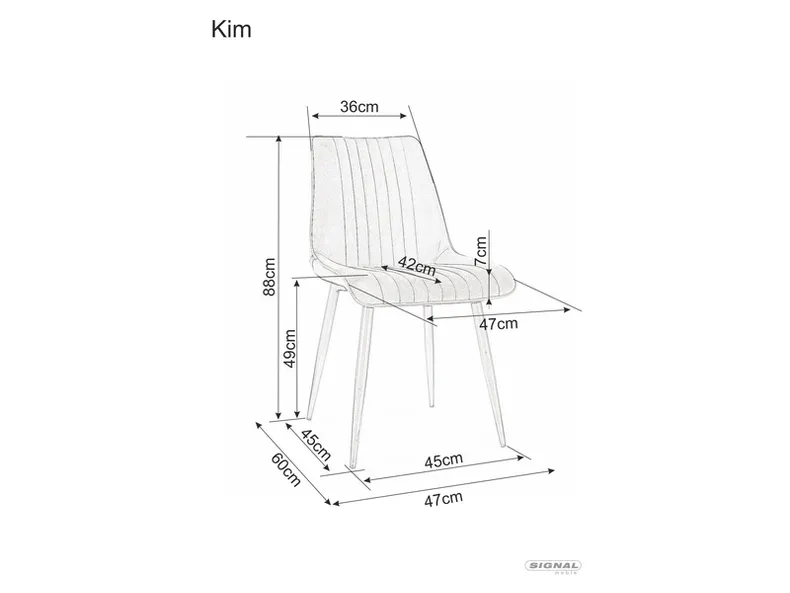 Кухонный стул SIGNAL KIM Velvet, Bluvel 19 - черный фото №2