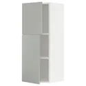 IKEA METOD МЕТОД, навесной шкаф с полками / 2дверцы, белый / светло-серый, 40x100 см 895.379.79 фото thumb №1