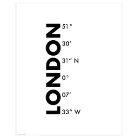 IKEA BILD БІЛЬД, постер, координати, Лондон, 40x50 см 705.816.27 фото