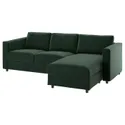 IKEA VIMLE ВІМЛЕ, 3-місний диван-ліжко, з шезлонгом/дюпаном темно-зеленого кольору 495.372.74 фото thumb №2