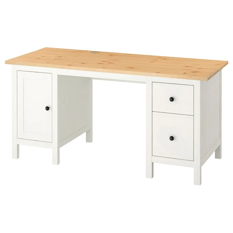 IKEA HEMNES ХЕМНЕС, письмовий стіл, біла пляма / світло-коричнева, 155x65 см 205.350.44 фото №1