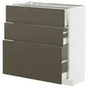 IKEA METOD МЕТОД / MAXIMERA МАКСИМЕРА, напольный шкаф с 3 ящиками, белый/гавсторпский коричневый/бежевый, 80x37 см 295.585.97 фото thumb №1