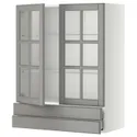IKEA METOD МЕТОД / MAXIMERA МАКСИМЕРА, навесной шкаф / 2 стекл двери / 2 ящика, белый / бодбинский серый, 80x100 см 393.949.73 фото thumb №1