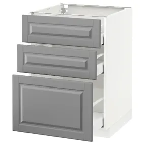 IKEA METOD МЕТОД / MAXIMERA МАКСИМЕРА, напольный шкаф с 3 ящиками, белый / бодбинский серый, 60x60 см 890.496.54 фото