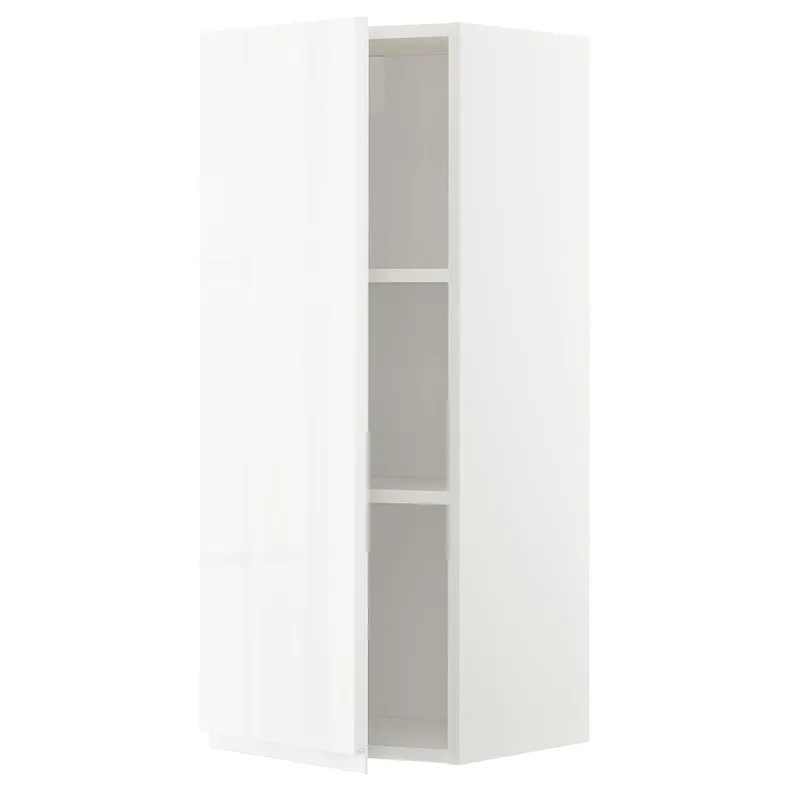IKEA METOD МЕТОД, навесной шкаф с полками, белый / Воксторп глянцевый / белый, 40x100 см 194.562.50 фото №1