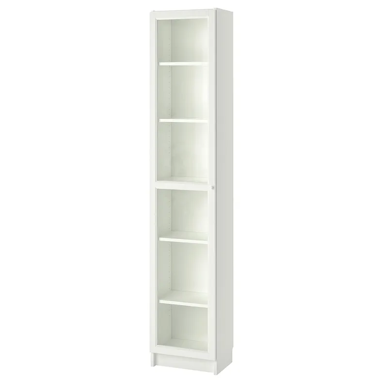 IKEA BILLY БІЛЛІ / OXBERG ОКСБЕРГ, книжкова шафа зі скляними дверцятам, білий/скло, 40x30x202 см 392.873.98 фото №1