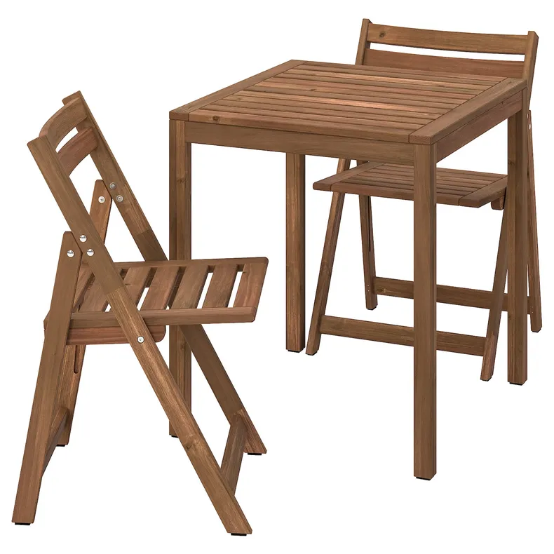 IKEA NÄMMARÖ НЕММАРЕ, стіл і 2 складані стільці, вуличний, світло-коричнева морилка 795.338.68 фото №1