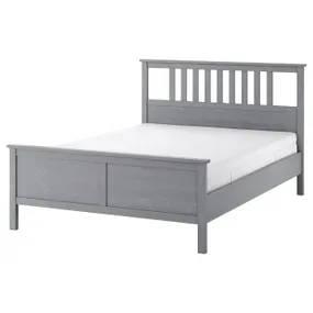 IKEA HEMNES ХЕМНЕС, каркас ліжка з матрацом, фарбований сірий/Екрехамн середньої твердості, 140x200 см 895.433.34 фото