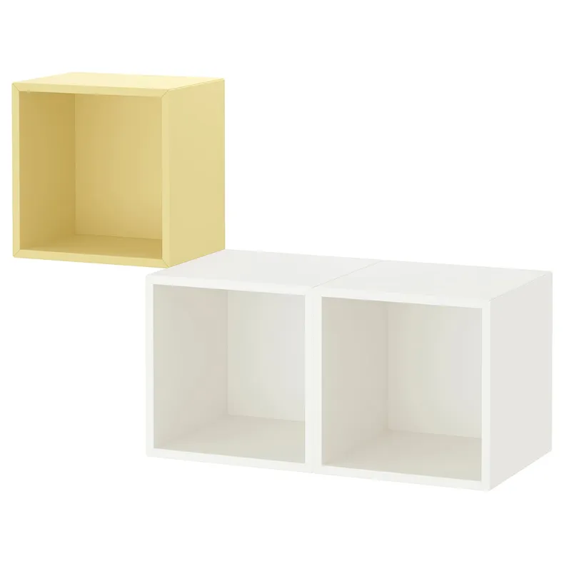 IKEA EKET ЭКЕТ, комбинация настенных шкафов, бледно-желтый / белый, 105x35x70 см 895.213.70 фото №1