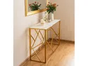 Журнальный столик стеклянный SIGNAL ESCADA B II, 55x55 см, белый мрамор / золото фото thumb №9