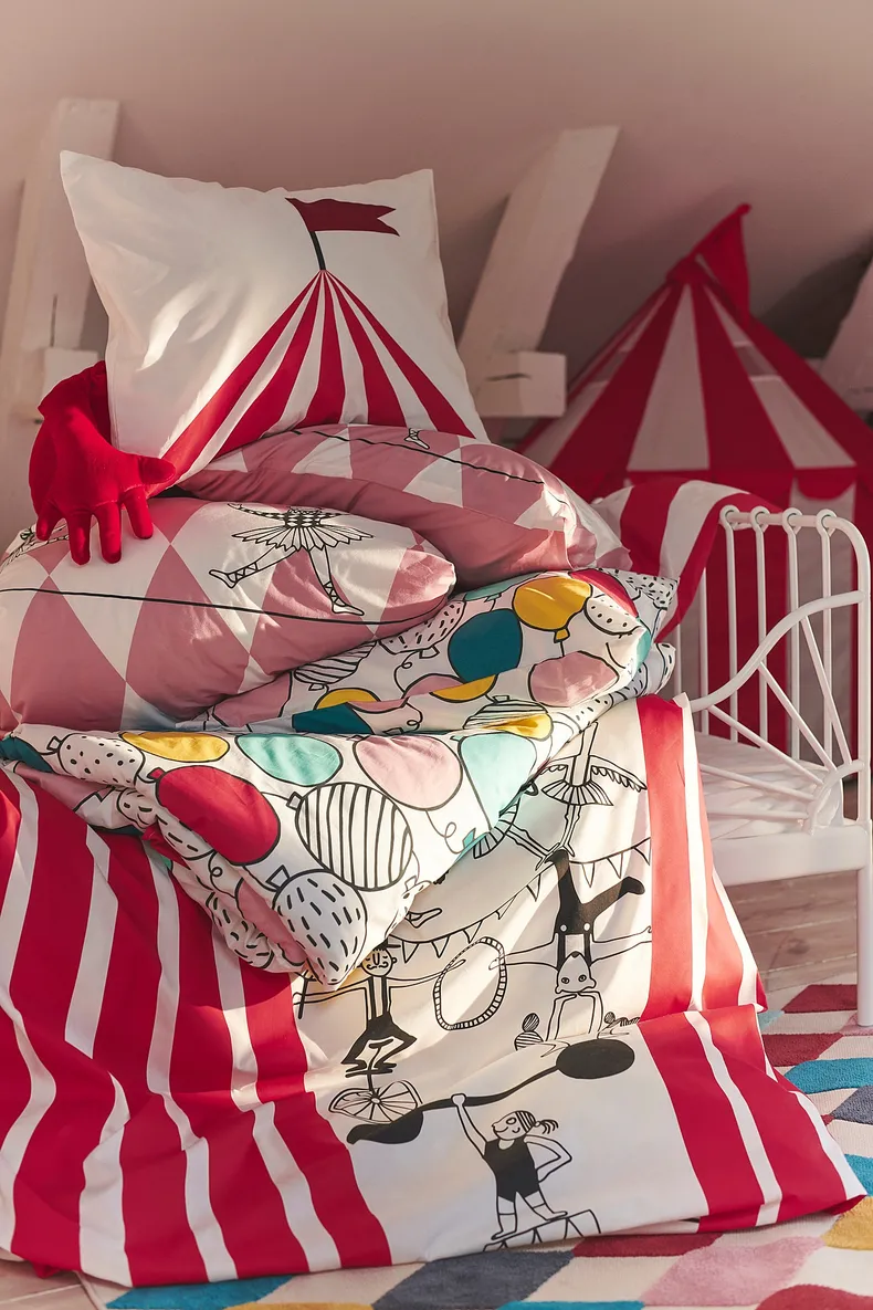 IKEA BUSENKEL БУСЕНКЕЛЬ, підковдра та наволочка, повітряні кульки/різнобарвний, 150x200/50x60 см 805.178.34 фото №5