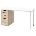 IKEA LAGKAPTEN ЛАГКАПТЕН / ALEX АЛЕКС, письменный стол, белый / дуб, окрашенный в белый цвет, 140x60 см 694.319.74 фото thumb №1