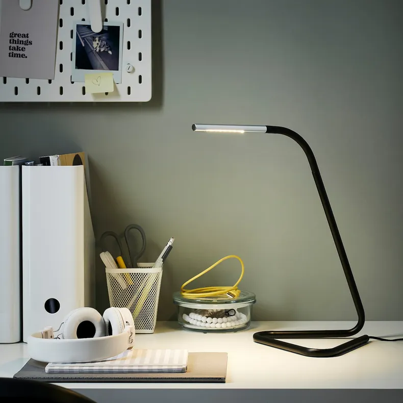 IKEA HÅRTE ХОРТЕ, рабочая лампа, светодиодная, чёрный / серебристый 205.272.42 фото №8