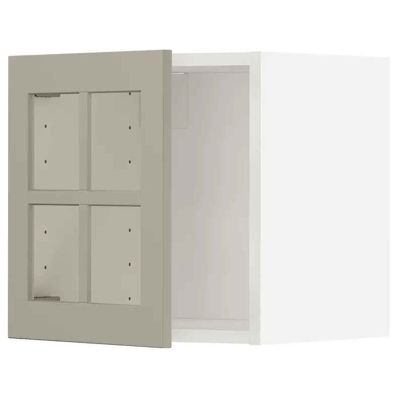 IKEA METOD МЕТОД, шафа навісна зі скляними дверцятами, білий / стенсундський бежевий, 40x40 см 394.585.40 фото №1