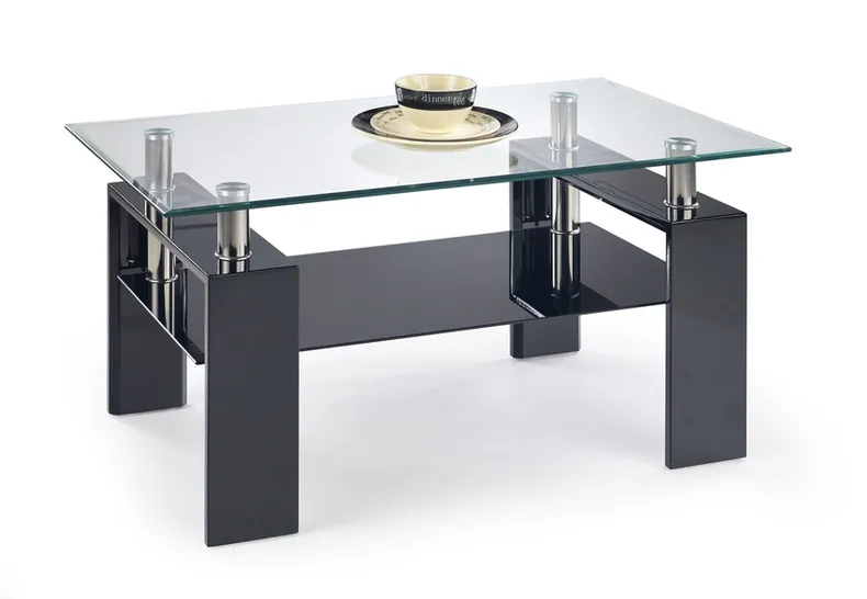 Журнальний стіл скляний HALMAR DIANA H, 110/60/55 см, чорний лакований фото №1