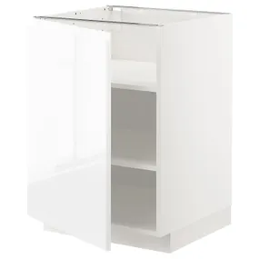 IKEA METOD МЕТОД, напольный шкаф с полками, белый / Воксторп глянцевый / белый, 60x60 см 394.611.75 фото