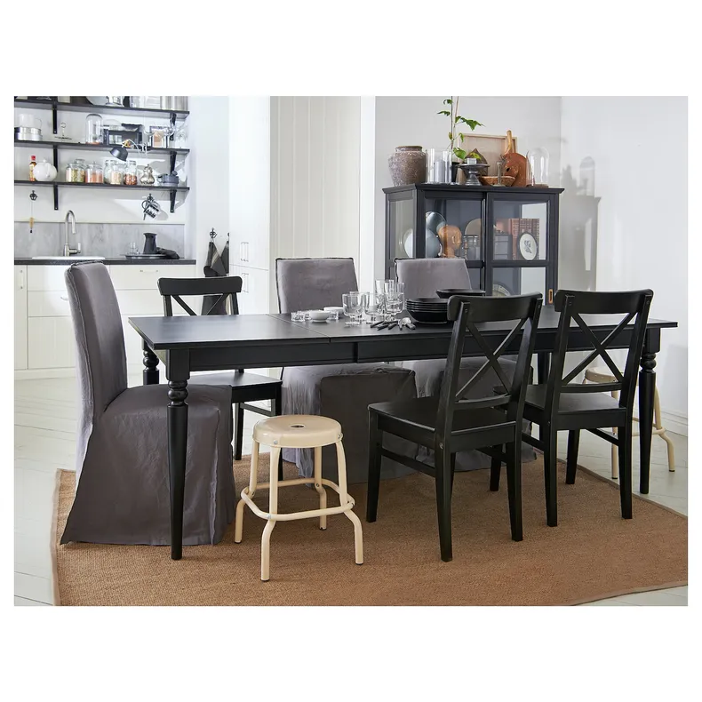 IKEA INGATORP ІНГАТОРП, розкладний стіл, чорний, 155 / 215x87 см 902.224.07 фото №4