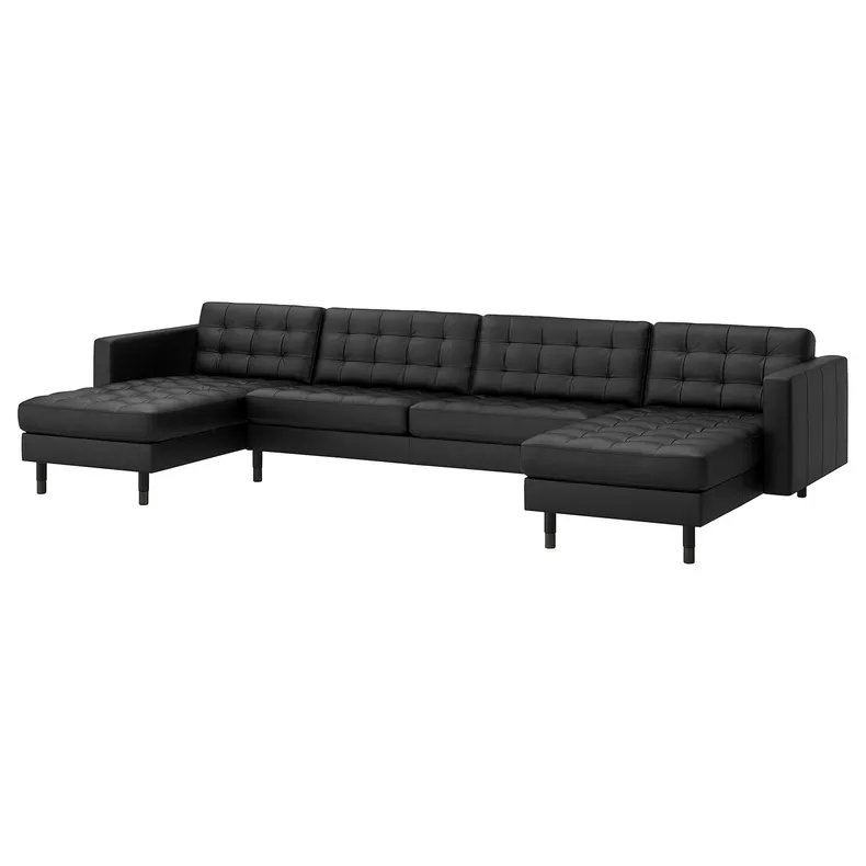 IKEA LANDSKRONA ЛАНДСКРУНА, 5-місний диван з кушетками, Grann/Bomstad чорний/дерево/чорний 894.442.30 фото №1