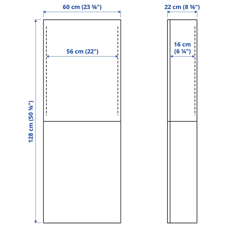 IKEA BESTÅ БЕСТО, навесной шкаф с 2 дверями, белый/Хаммарсмед антрацит, 60x22x128 см 595.693.49 фото №2