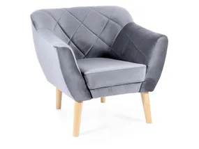 Кресло мягкое бархатное SIGNAL KARO 1 Velvet, Bluvel 14 - серый / бук фото