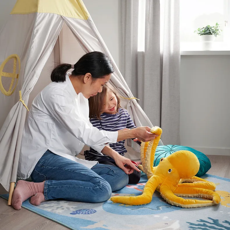 IKEA BLÅVINGAD БЛОВІНГАД, іграшка м’яка, восьминіг/жовтий, 50 см 205.221.07 фото №3