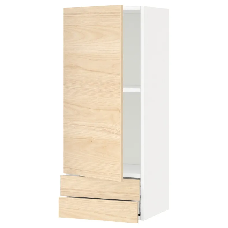 IKEA METOD МЕТОД / MAXIMERA МАКСИМЕРА, навесной шкаф с дверцей / 2 ящика, белый / аскерсундский узор светлый ясень, 40x100 см 294.571.12 фото №1