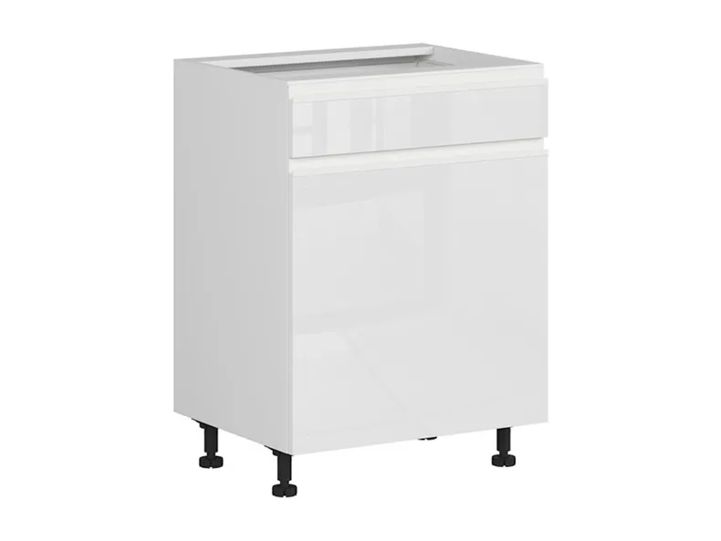 BRW Кухонный цокольный шкаф Sole 60 см левый с выдвижным ящиком белый глянец, альпийский белый/глянцевый белый FH_D1S_60/82_L/SMB-BAL/BIP фото №2